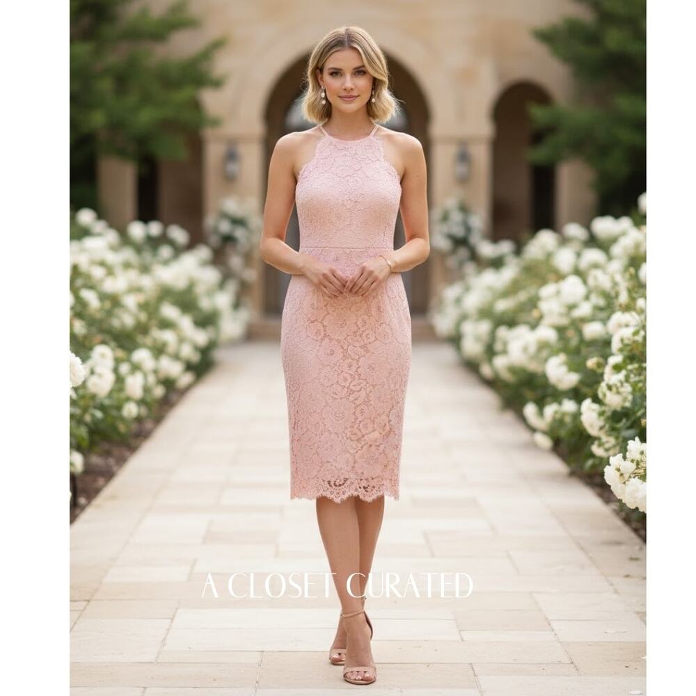 Lover Oasis Lace Halter Dress 2 Pink NWT